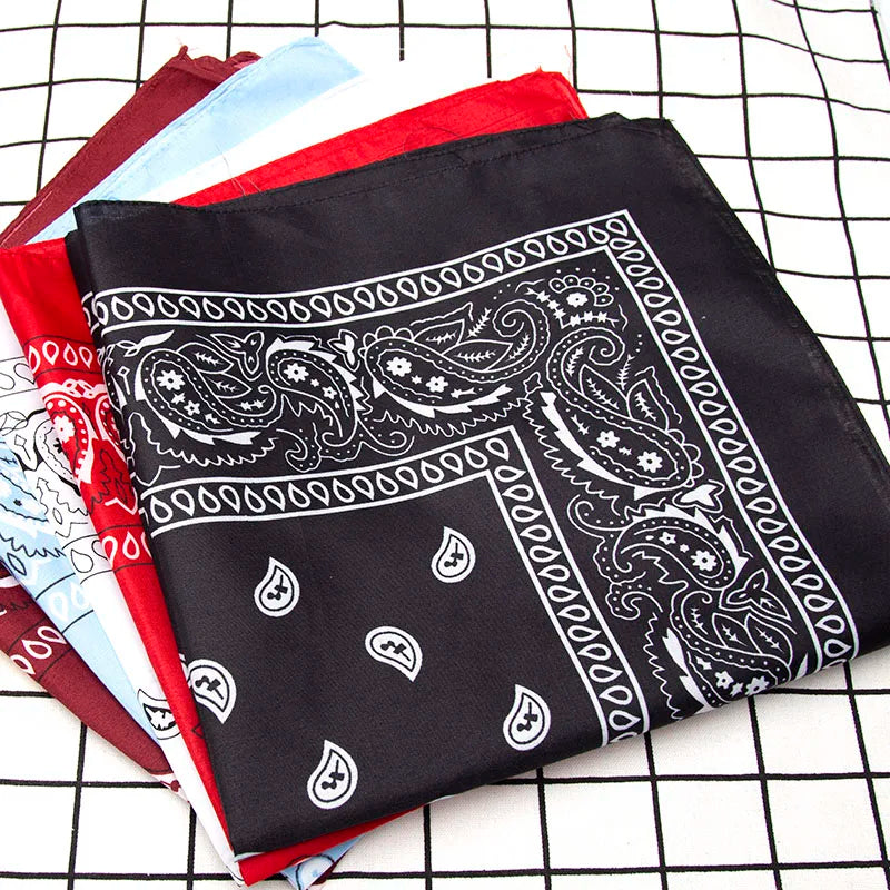 Unisex Black Fashion Bandana Scarf - Hip Hop Style Hair Wrap and Neck Accessory.