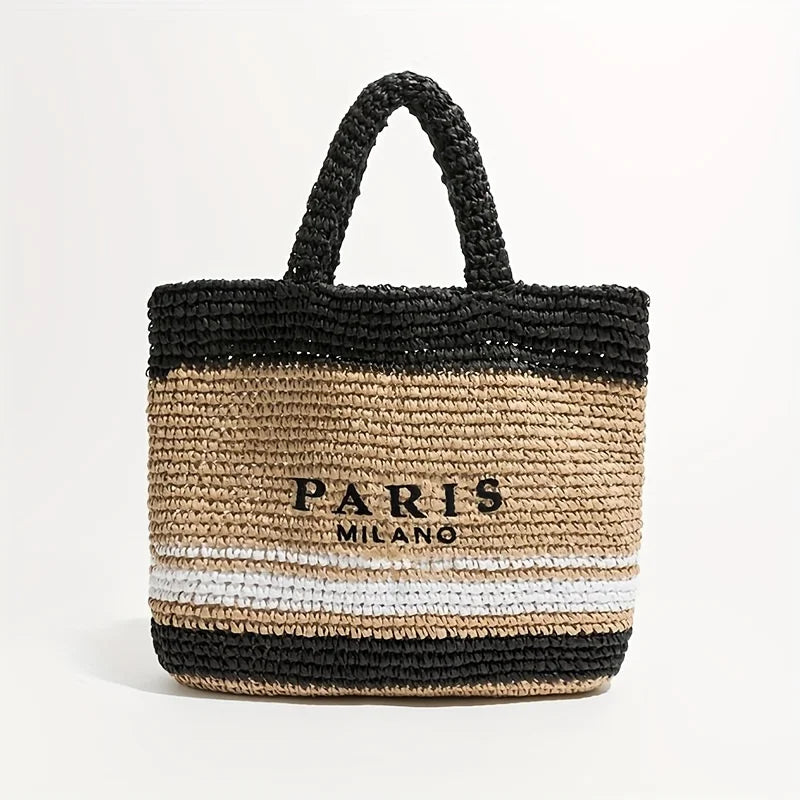 Casual Large Capacity Straw Tote Bag Designer Letters Women Handbags Handmade Woven Summer Beach Bag Big Shopper Purses 2024.