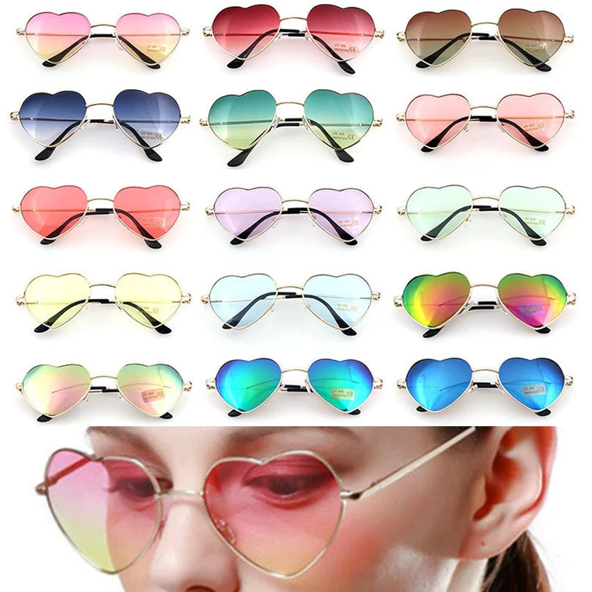 Chic Vintage Heart Frame Women's Sunglasses with UV400 Protection and Mirror Lenses.