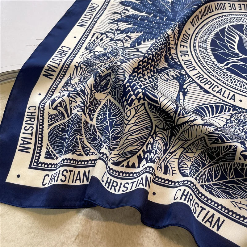 Luxury 2024 Square Silk Scarves with Sunscreen Protection - Fashionable 90X90CM Kerchief for All Seasons.